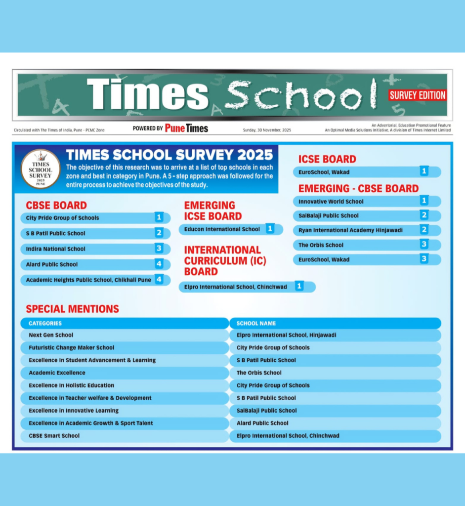 Times School Awards in Emerging CBSE School in Pune
